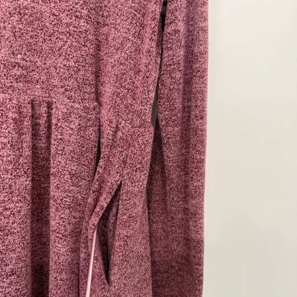 Womens Long Sleeve Knit Dress XL Heathered Burgundy Pockets Soft Transitional - Picture 2 of 6